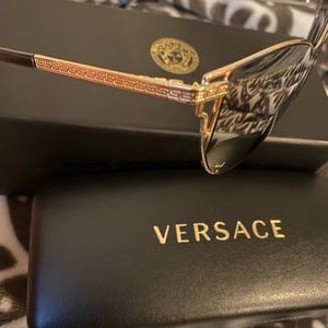 Versace Gold Women's Sunglasses with Gold Mirrored Lenses